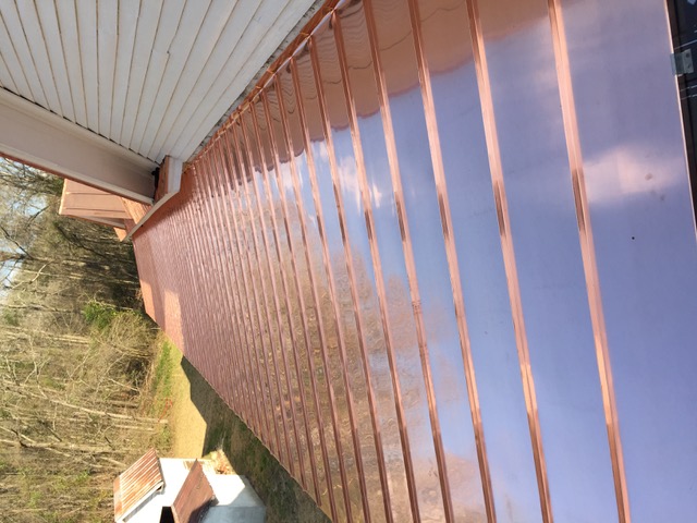 Copper roof installation, Bond Swamp visitor center
