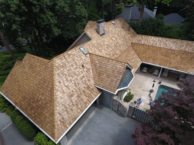 Cedar shake roof on Atlanta residence