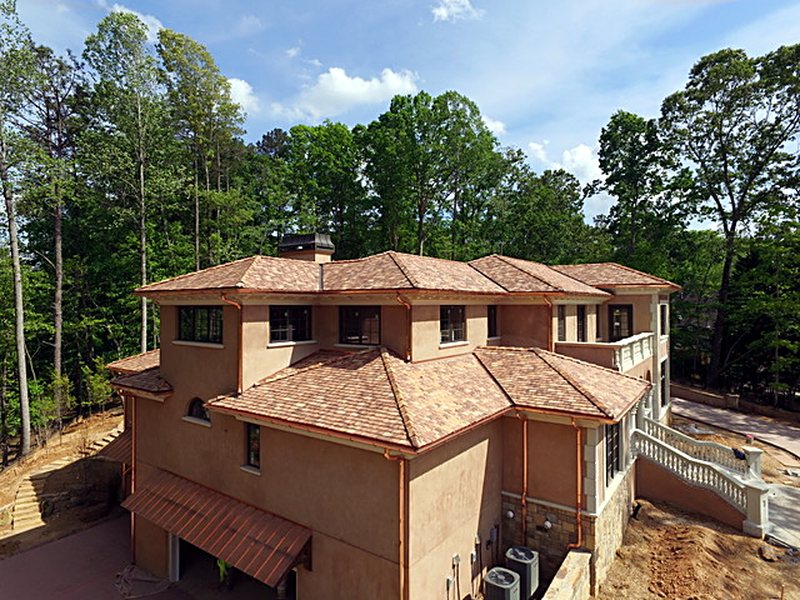Ludowici Colonial clay tile roof with copper gutters, Alpharetta GA
