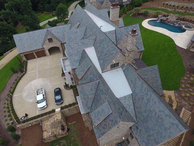 Multi-color slate roof, West Paces Atlanta — photo