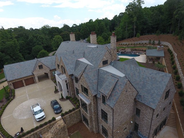 Multi-color slate roof, West Paces Atlanta — photo