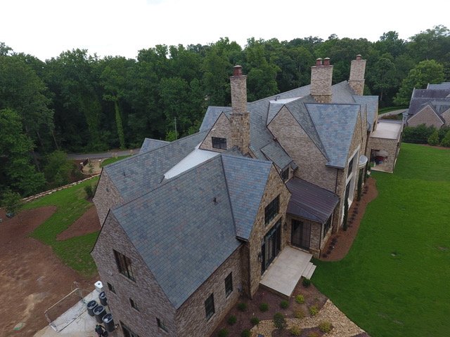 Multi-color slate roof, West Paces Atlanta — photo