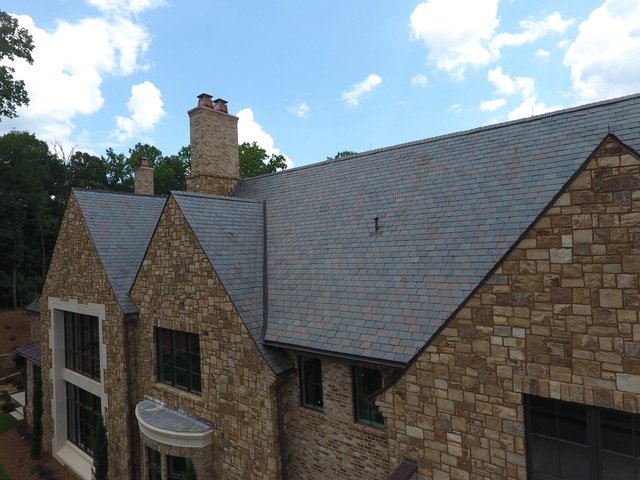 Multi-color slate roof, West Paces Atlanta — photo